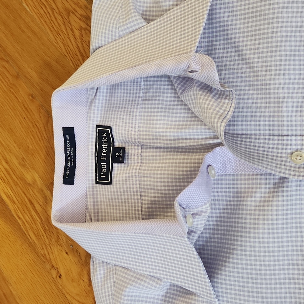 Paul Fredrick Purple Checkered Short Sleeve Button Down